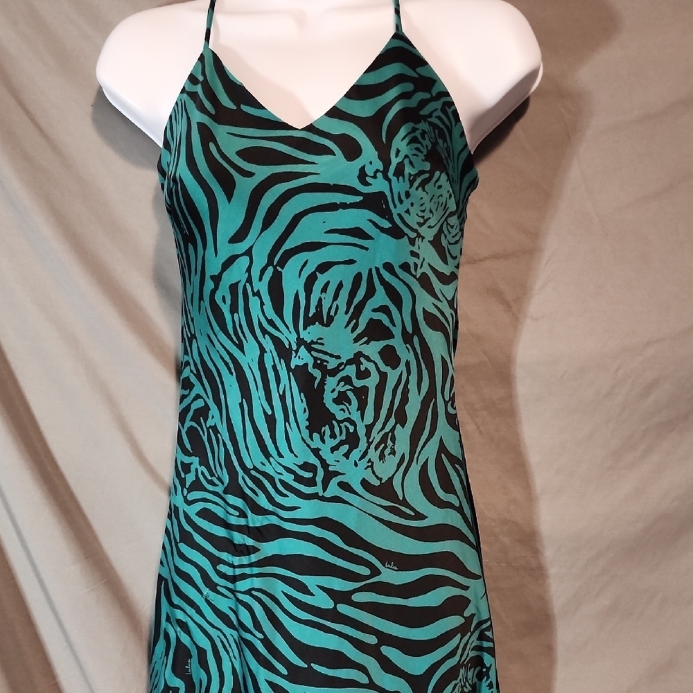 Lulu's Teal and Black Patterned Dress - Picture 1 of 7